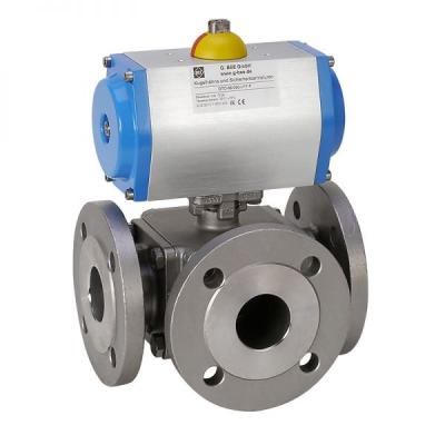 Automatic 3-way flange ball valve stainless steel 0060058511050