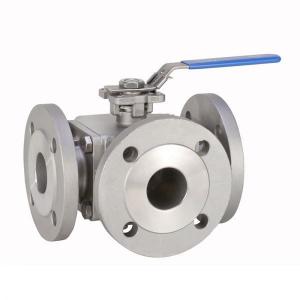 3-way flange ball valve of stainless steel from G.Bee with the article number 0020014551015